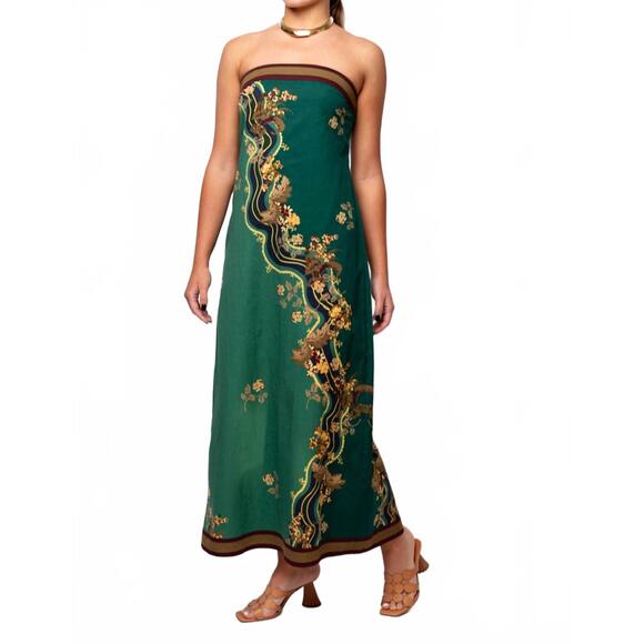 NEW ANNA CATE wess midi dress in teal harvest